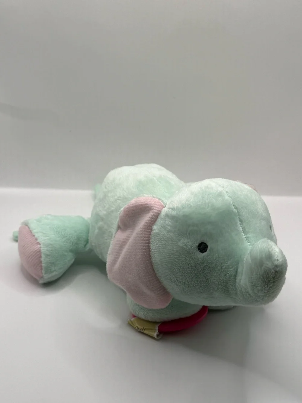 Child of Mine By Carters Green and Pink Plush Elephant Crib Toy Stuffed Animal